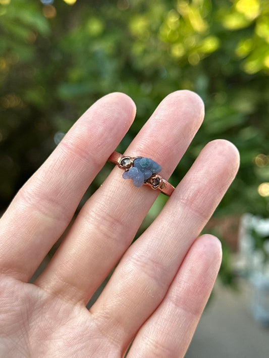 Grape Agate and Herkimer Diamond ring