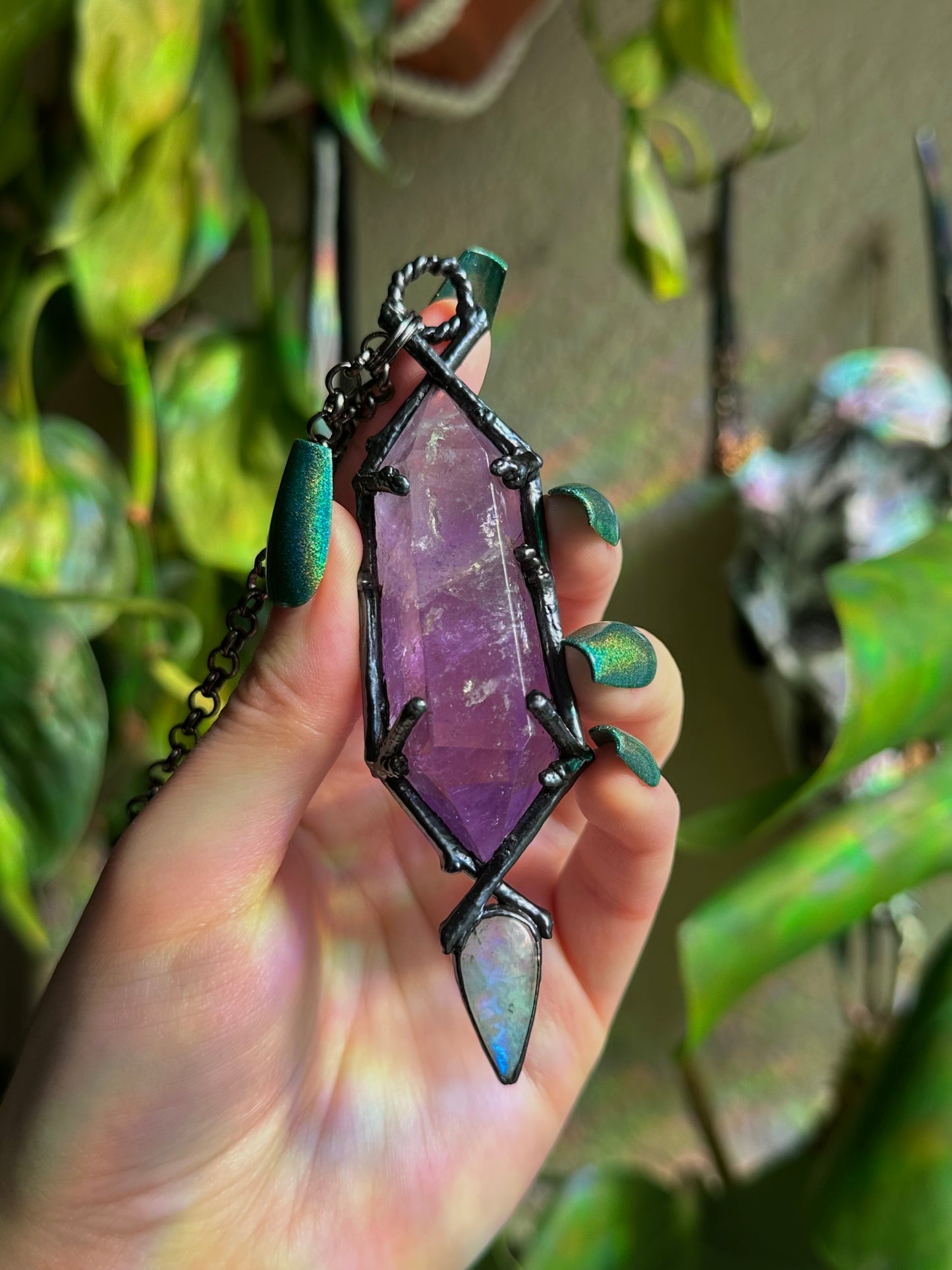 Amethyst and Moonstone Forest Fae Amulet