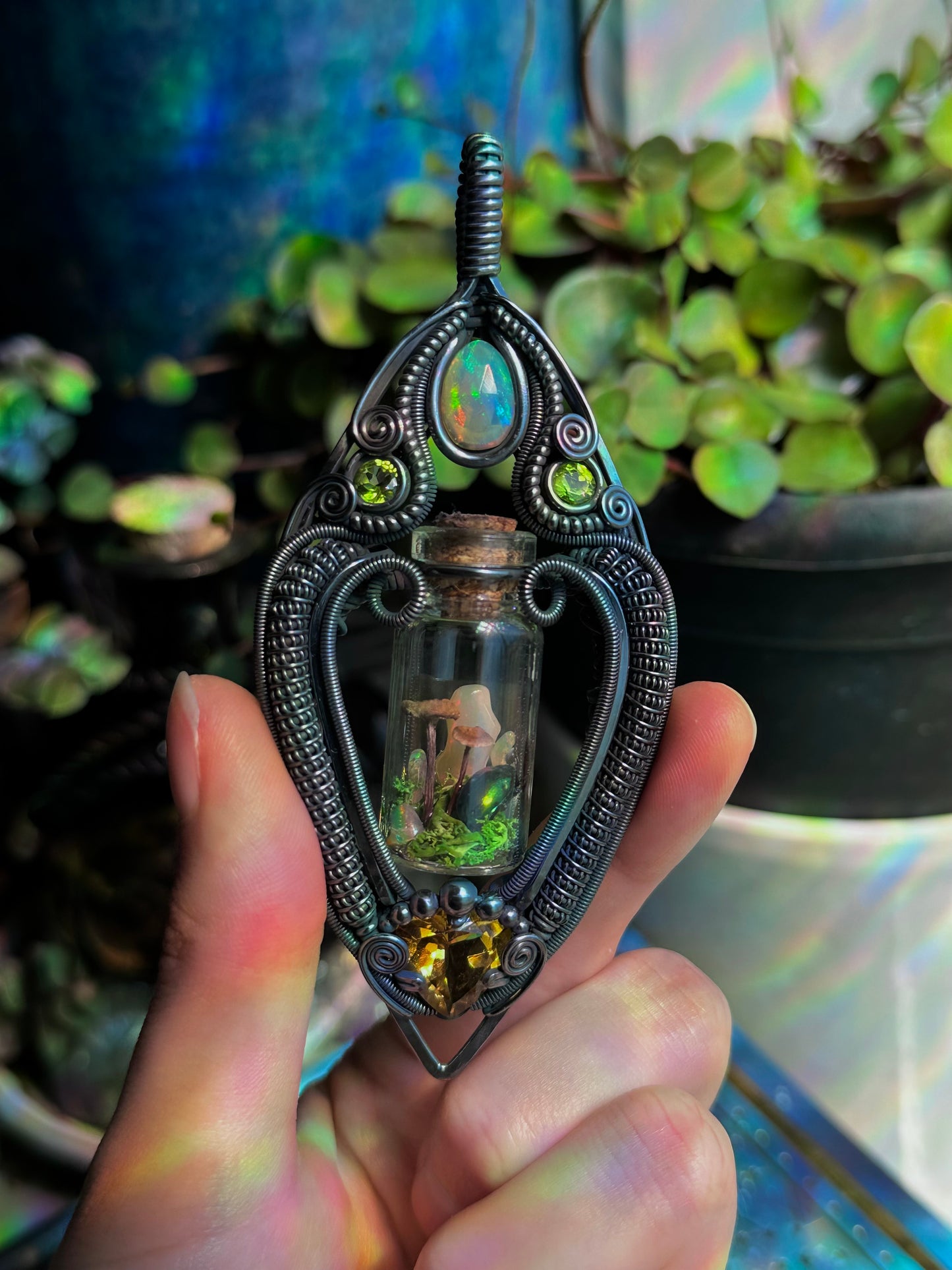 Mushroom Beetle Terrarium Amulet