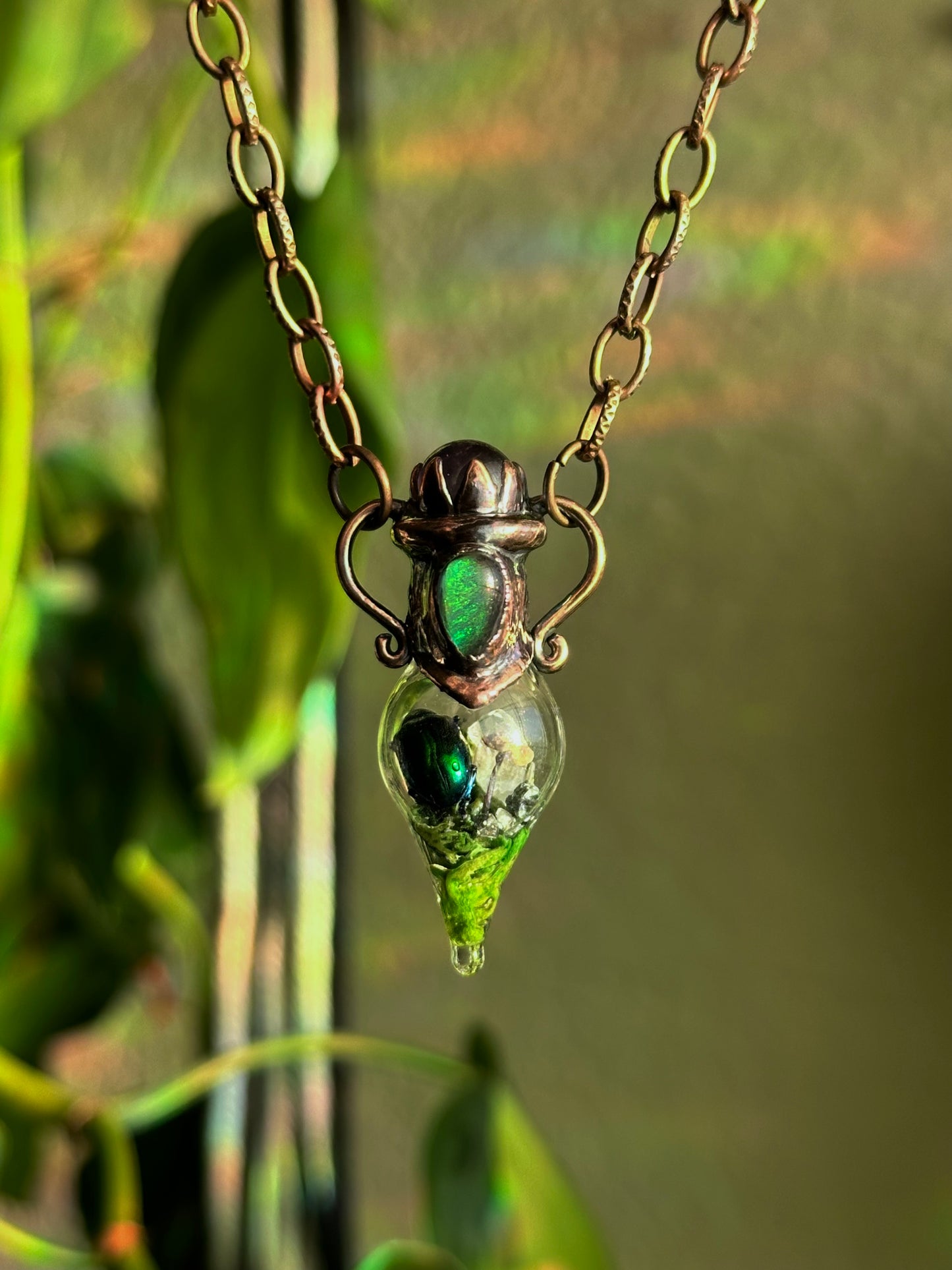 Mini Mushroom Beetle Terrarium Choker