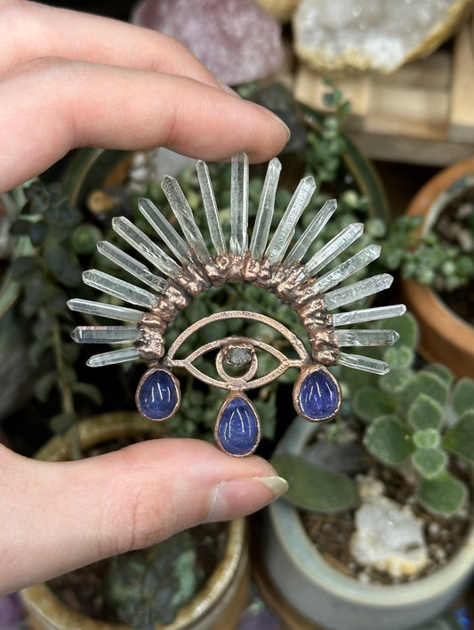 Tanzanite and Quartz point eye amulet