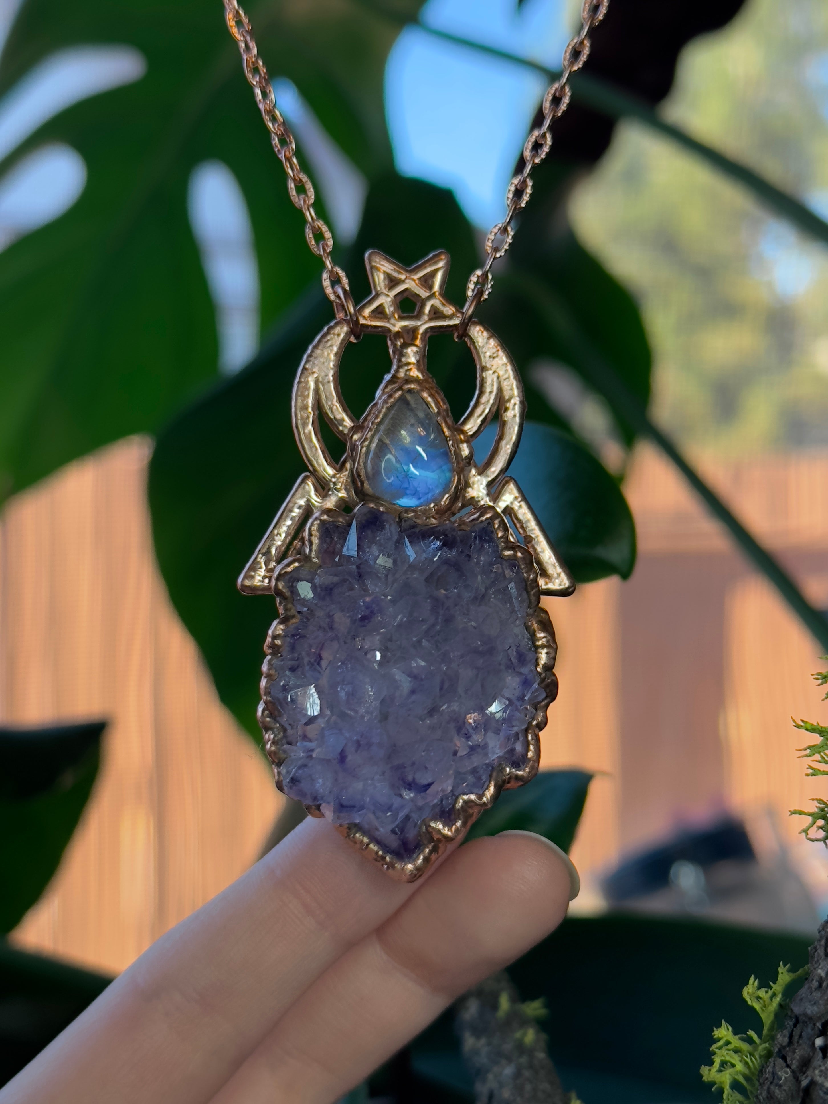 Moon selling stone Amethyst pendent