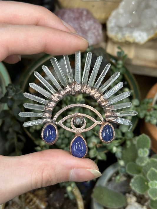 Tanzanite and Quartz point eye amulet