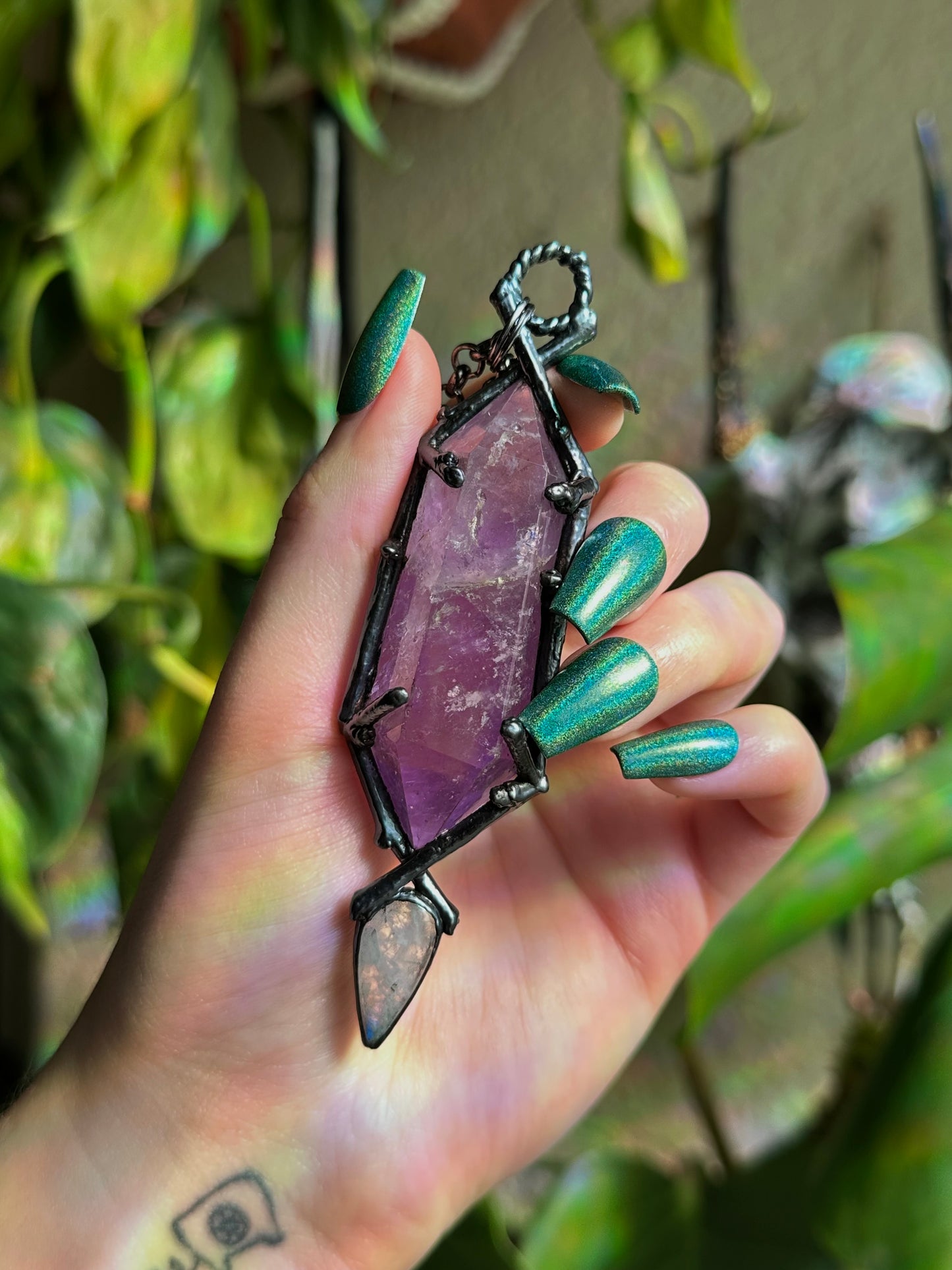 Amethyst and Moonstone Forest Fae Amulet