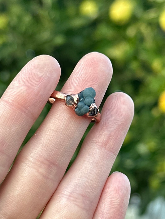 Grape Agate and Herkimer Diamond ring