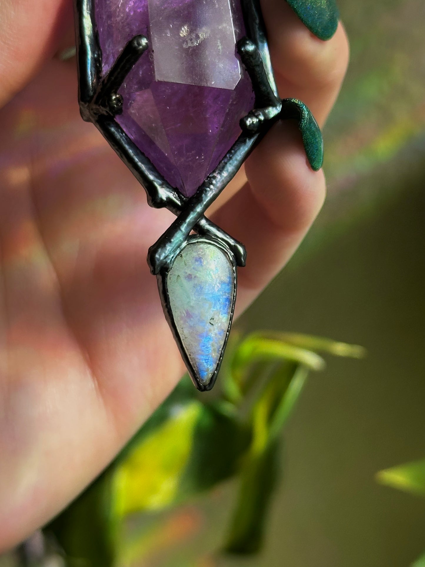 Amethyst and Moonstone Forest Fae Amulet