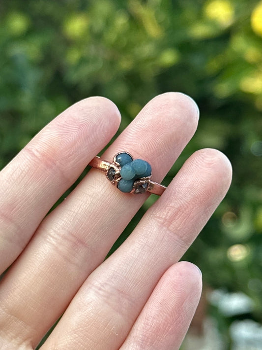 Grape Agate and Herkimer Diamond ring