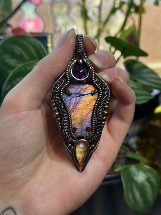 Labradorite coffin amulet