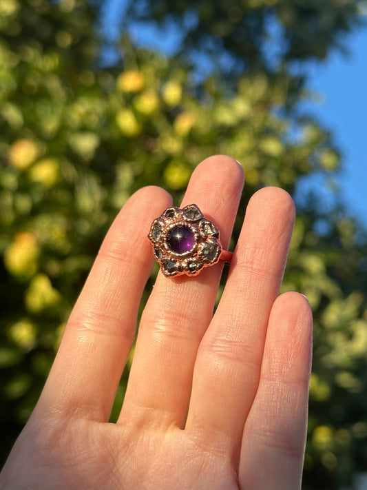 Amethyst and Herkimer Diamond ring