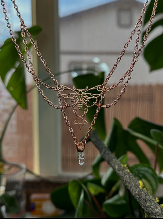 Elestial Crystal Copper Moth Choker