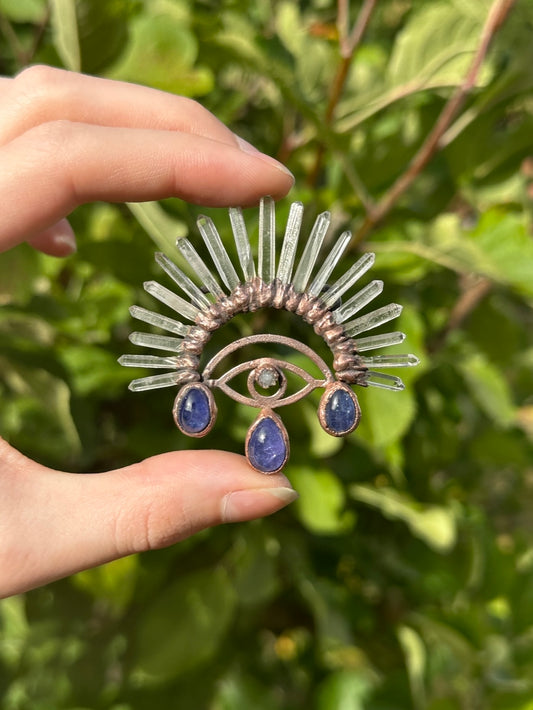 Tanzanite and Quartz point eye amulet