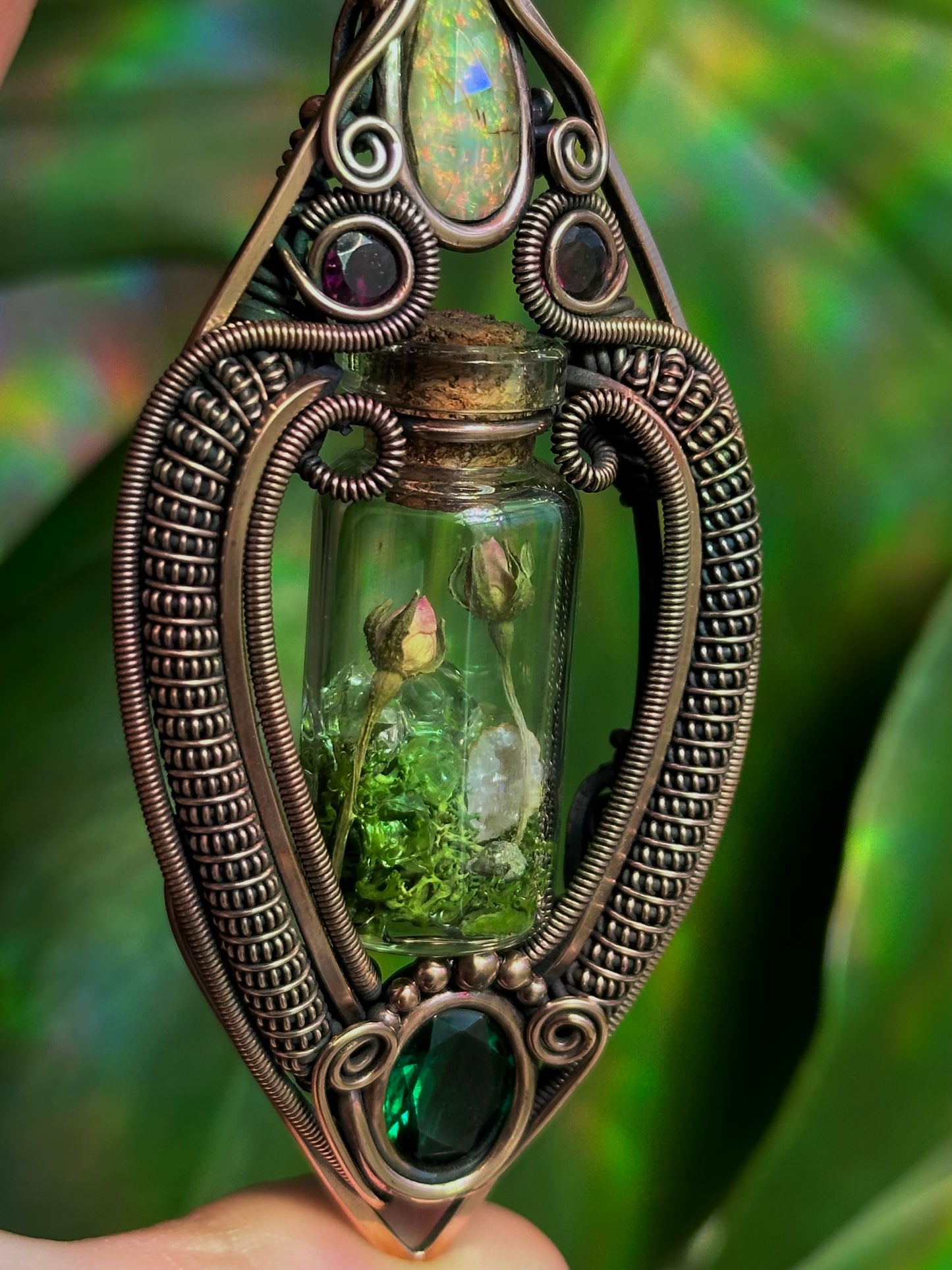 Emerald Rose Garden Terrarium Amulet