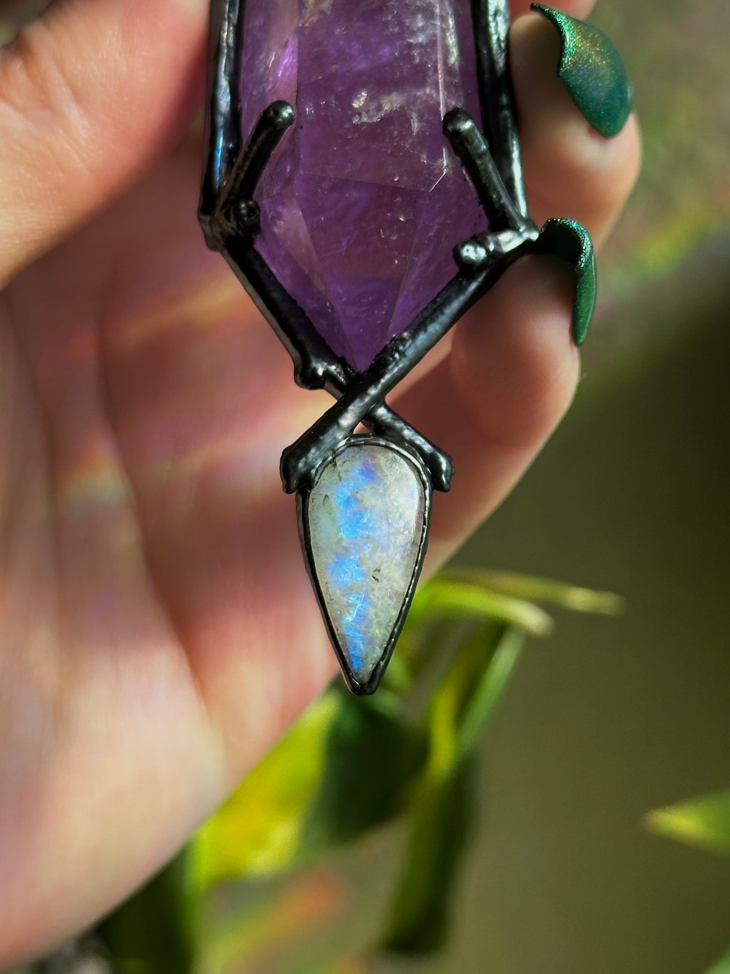 Amethyst and Moonstone Forest Fae Amulet