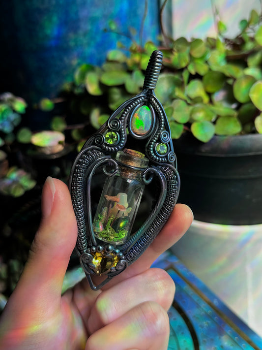 Mushroom Beetle Terrarium Amulet