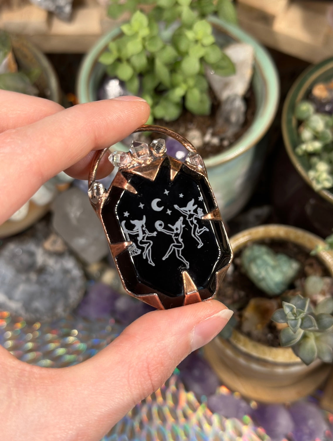 Witches coven electroformed pendant