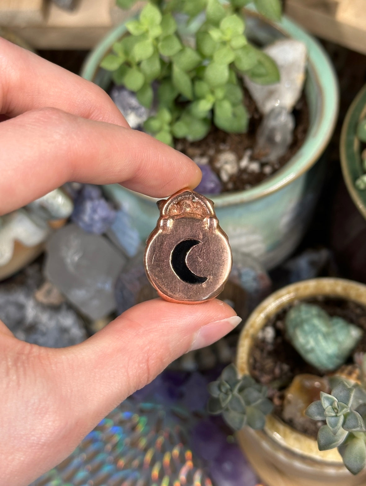 Mini mushroom electroformed pendant