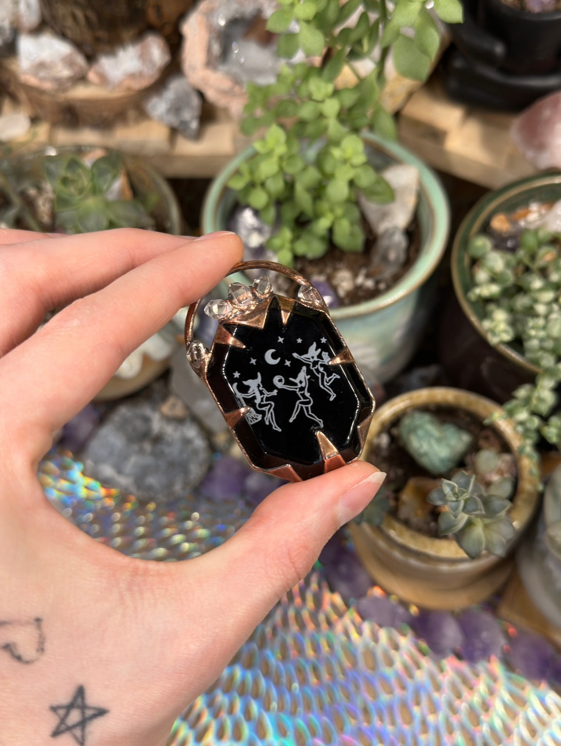 Witches coven electroformed pendant