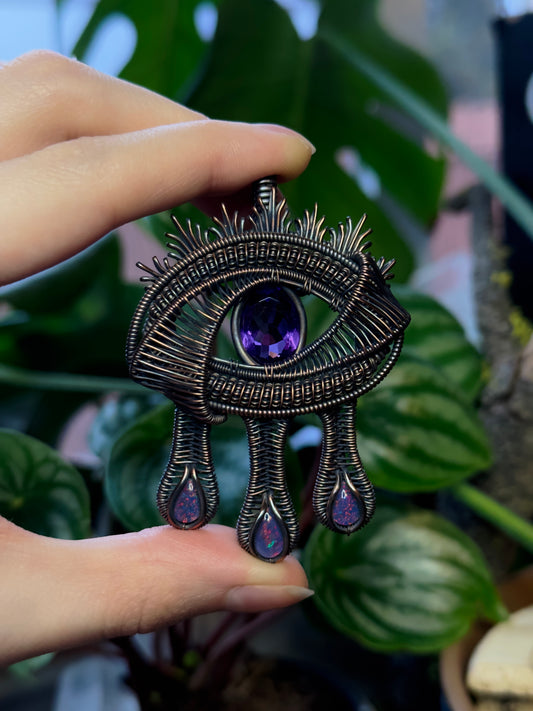 Amethyst and Opal Drippy Eye Amulet