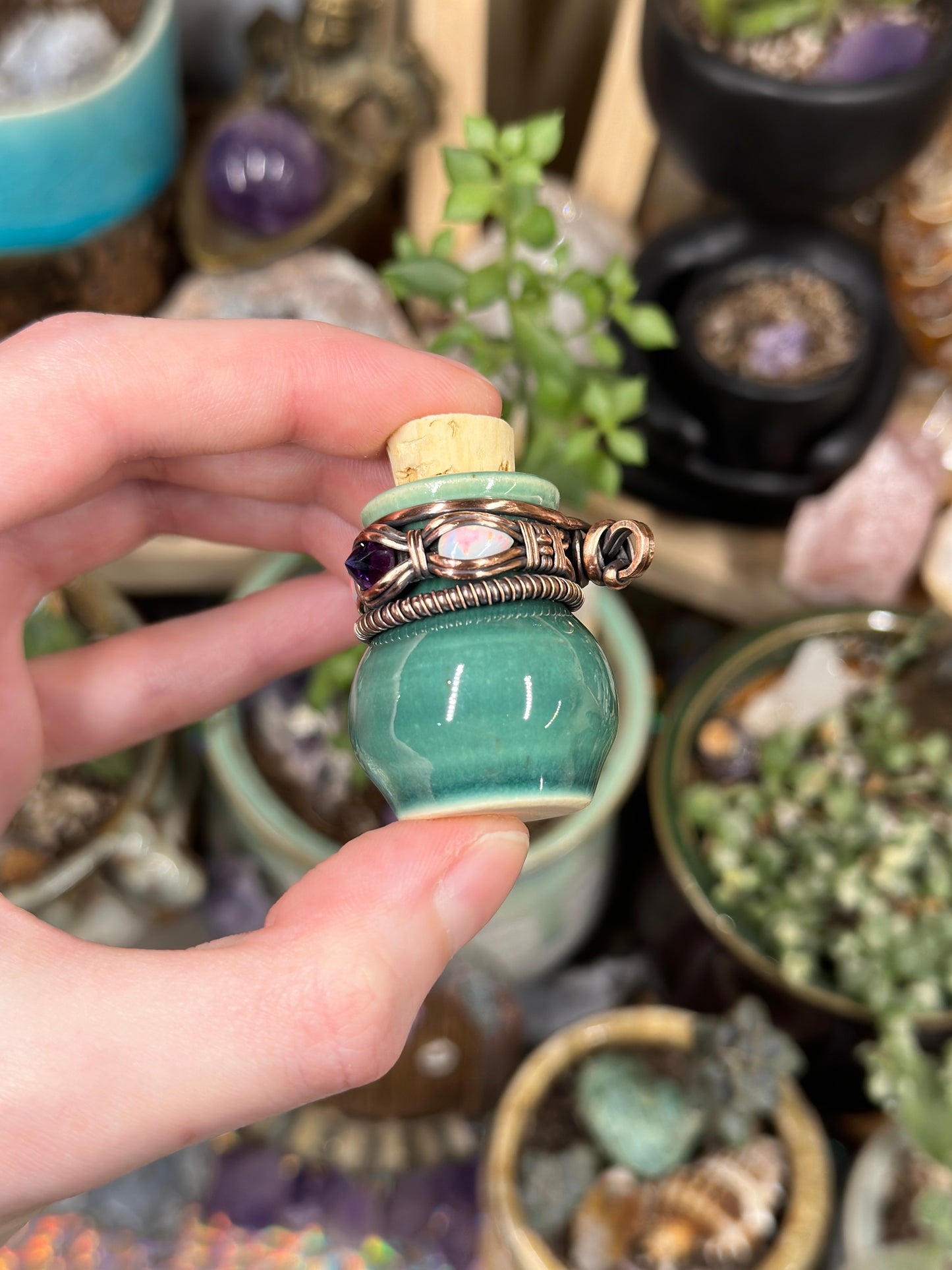 Amethyst and Opal pottery jar