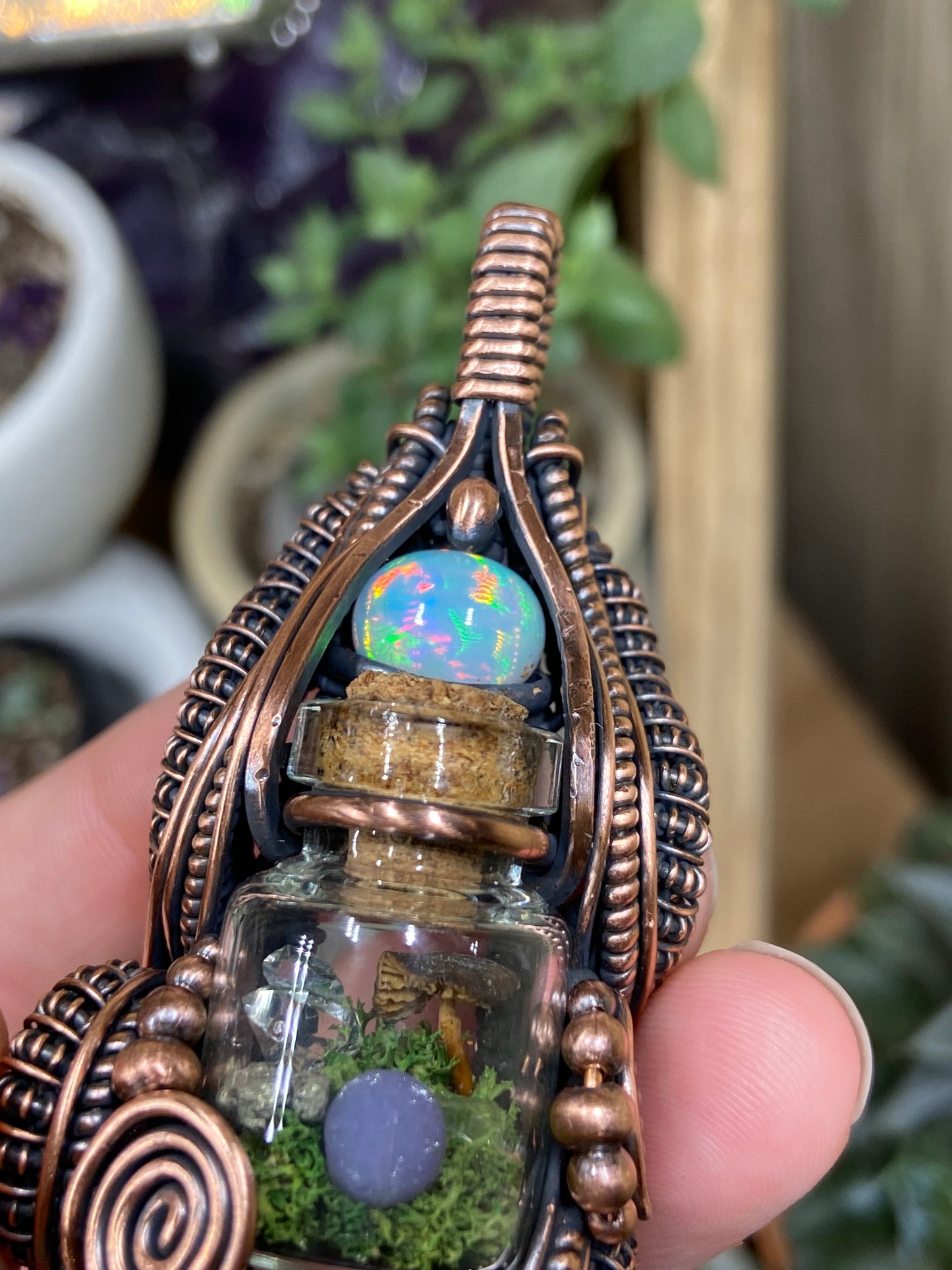 Mushroom terrarium amulet