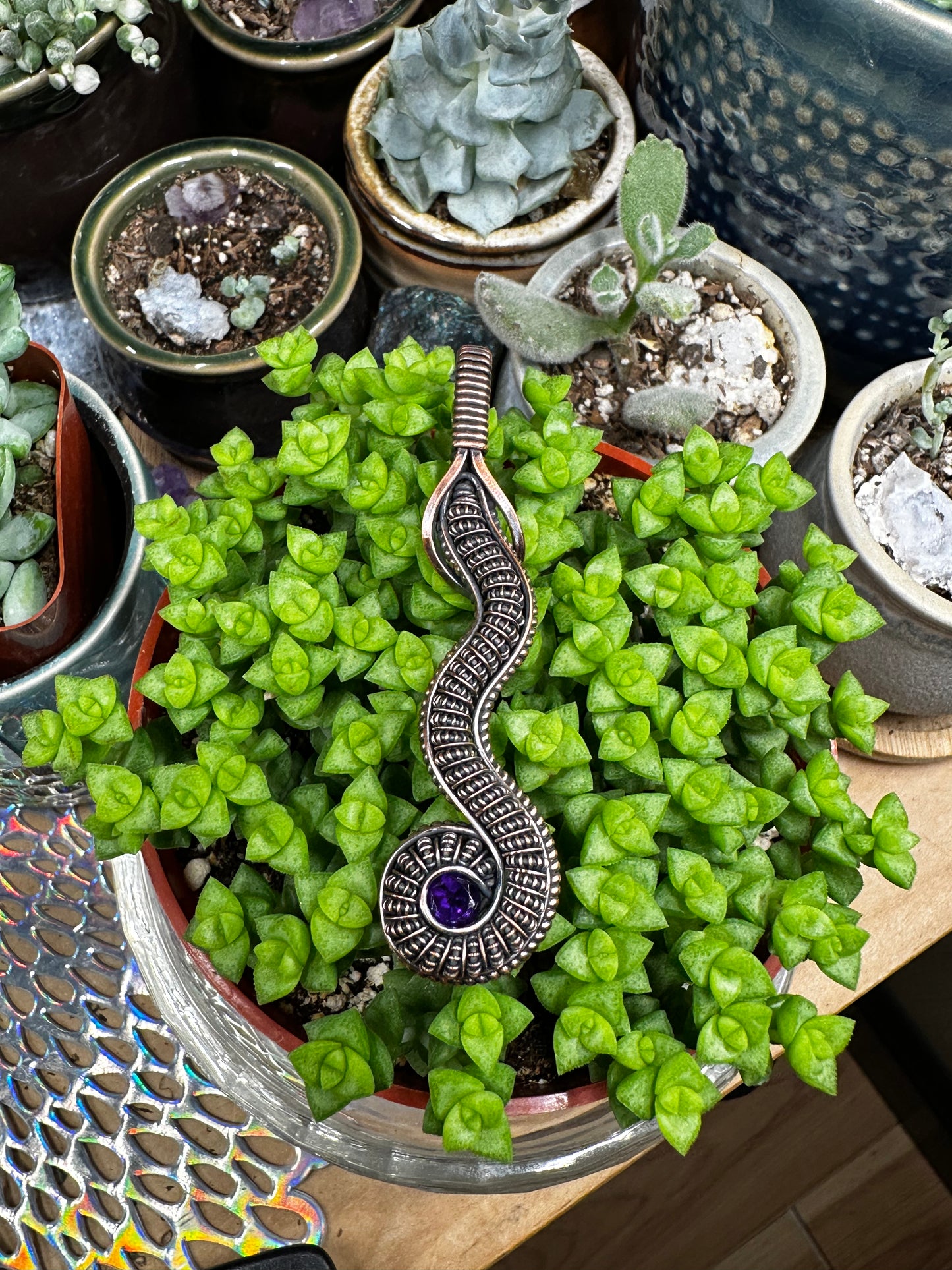 Amethyst snake amulet