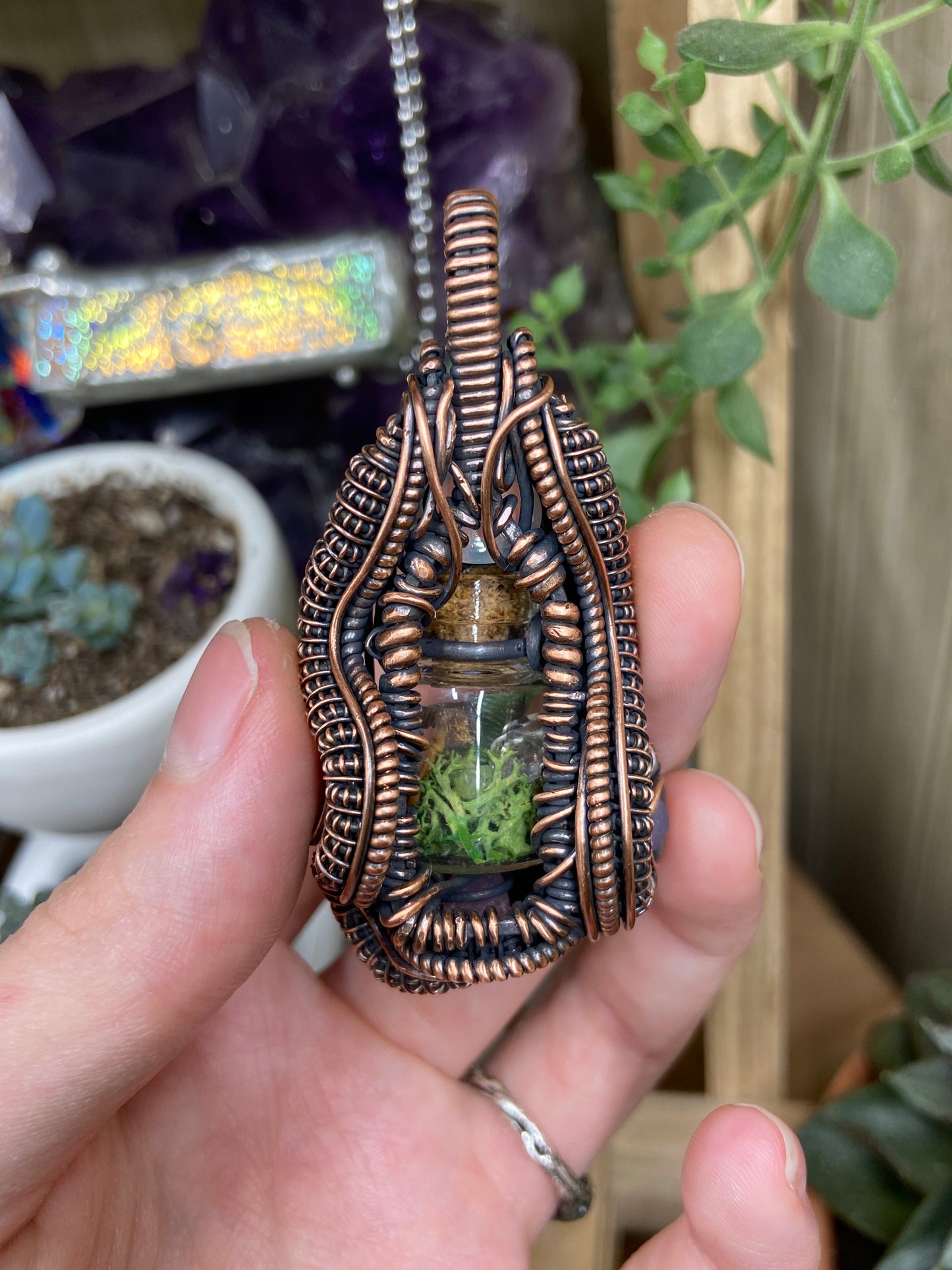 Mushroom terrarium amulet