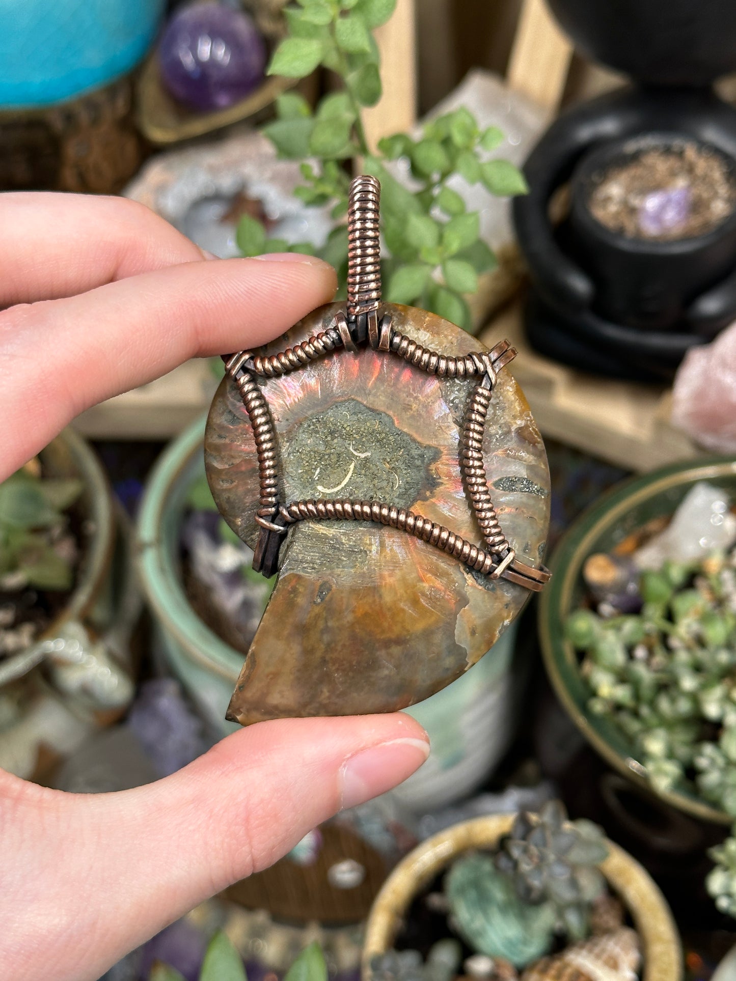 Ammonite statement pendant