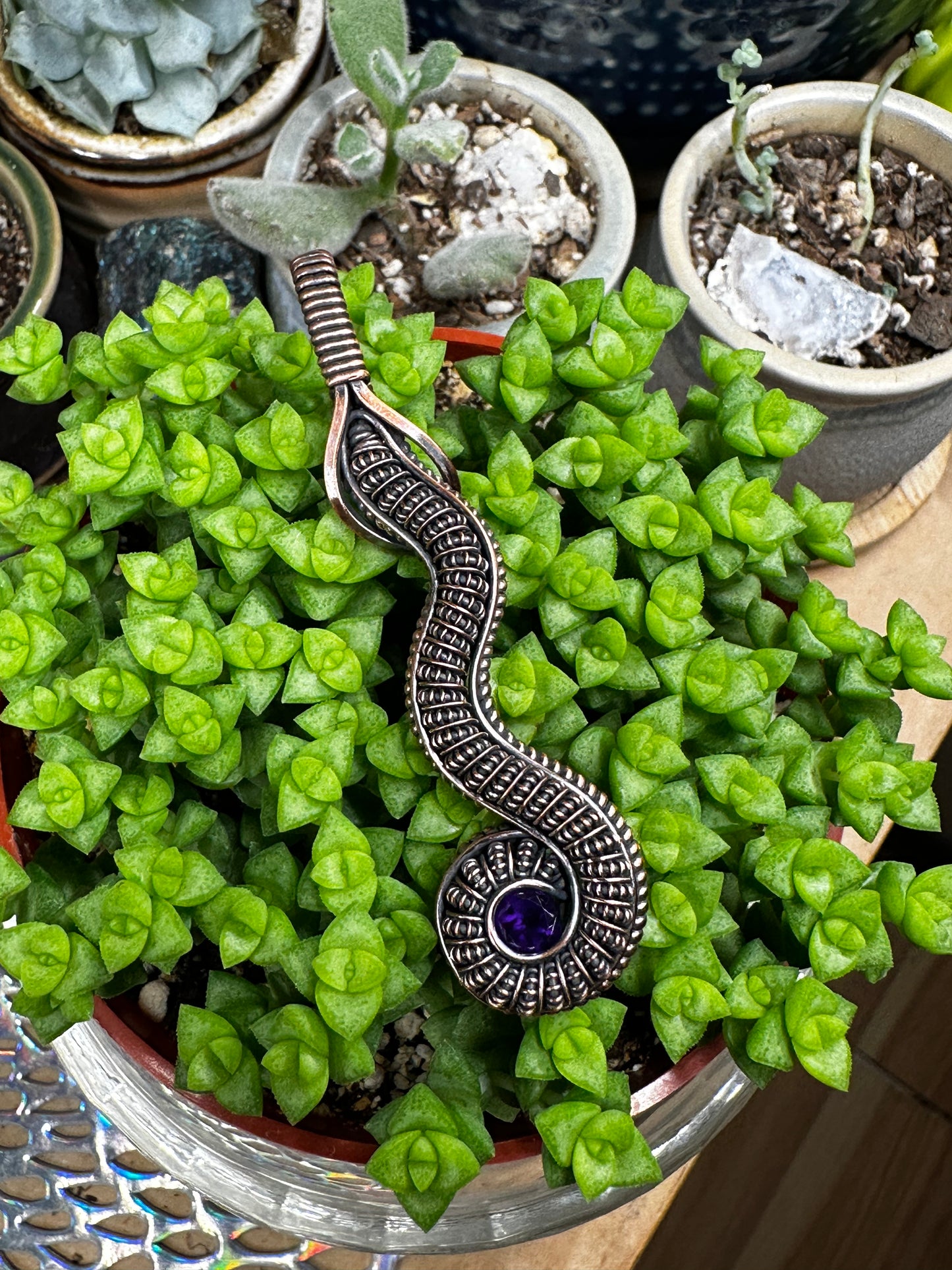 Amethyst snake amulet