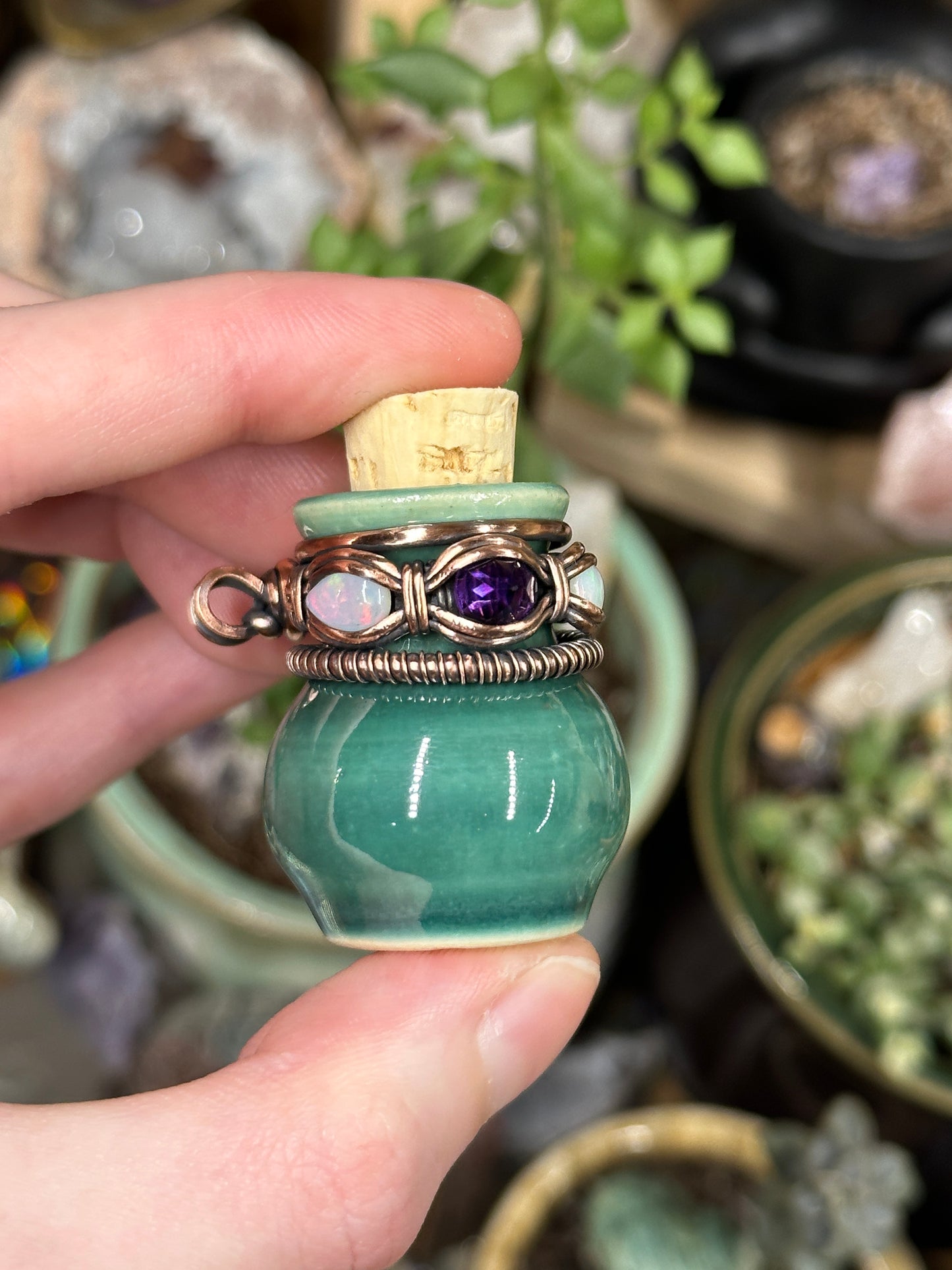 Amethyst and Opal pottery jar