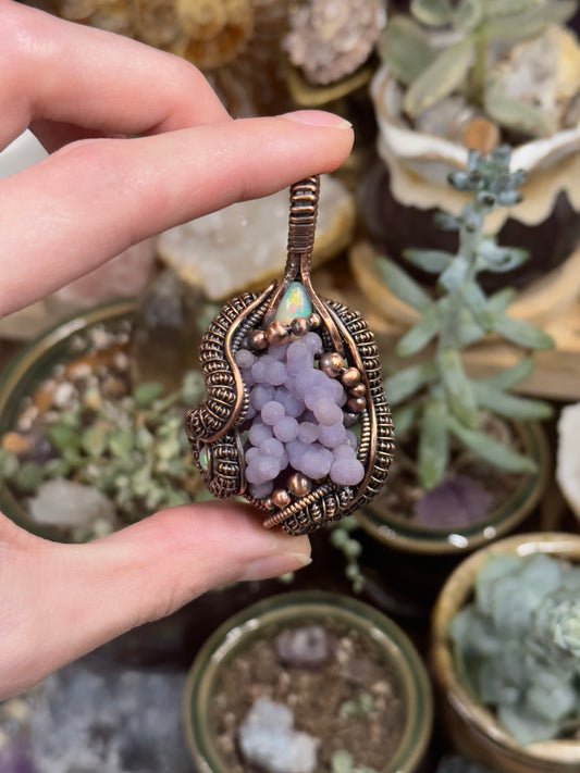 Opal and grape agate amulet