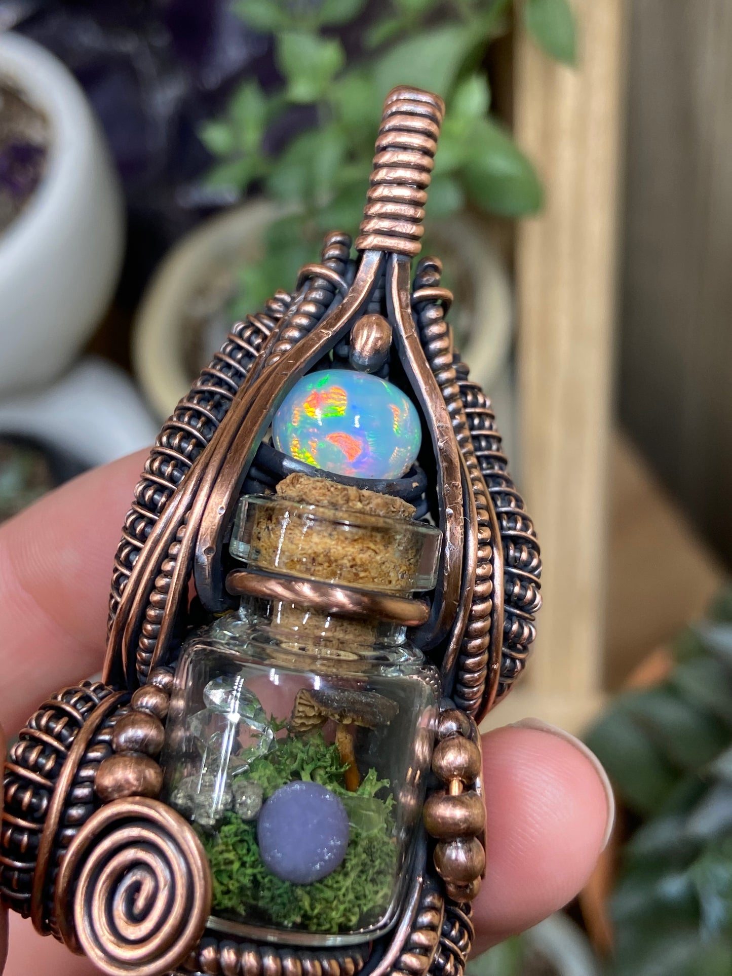 Mushroom terrarium amulet