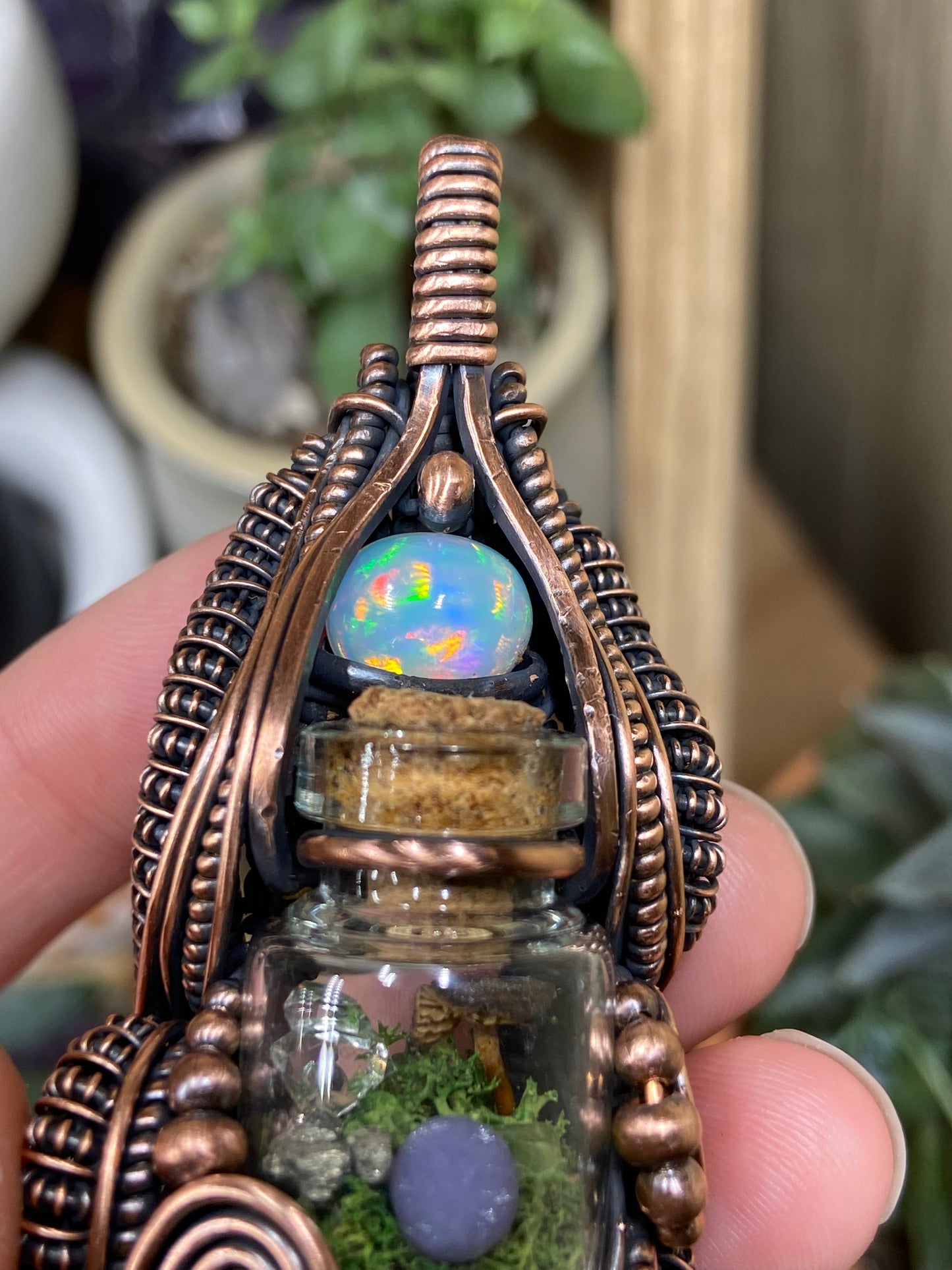 Mushroom terrarium amulet