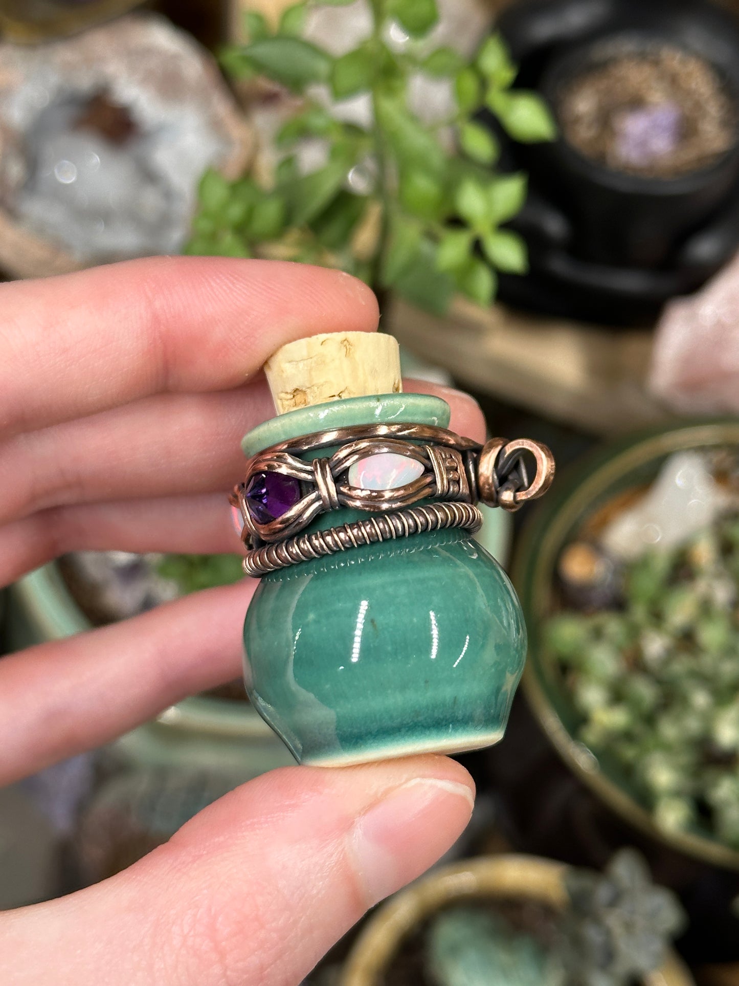 Amethyst and Opal pottery jar