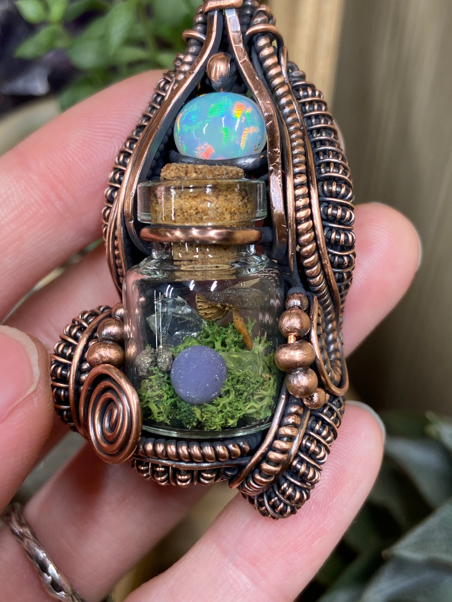 Mushroom terrarium amulet