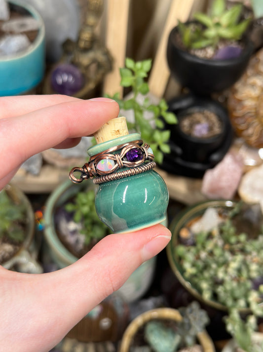 Amethyst and Opal pottery jar