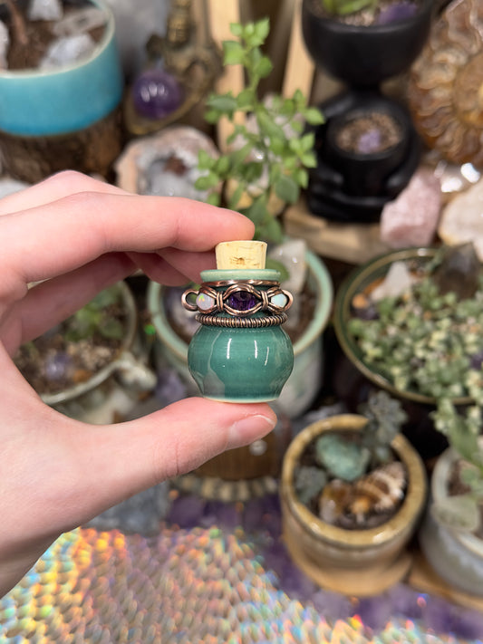 Amethyst and Opal pottery jar