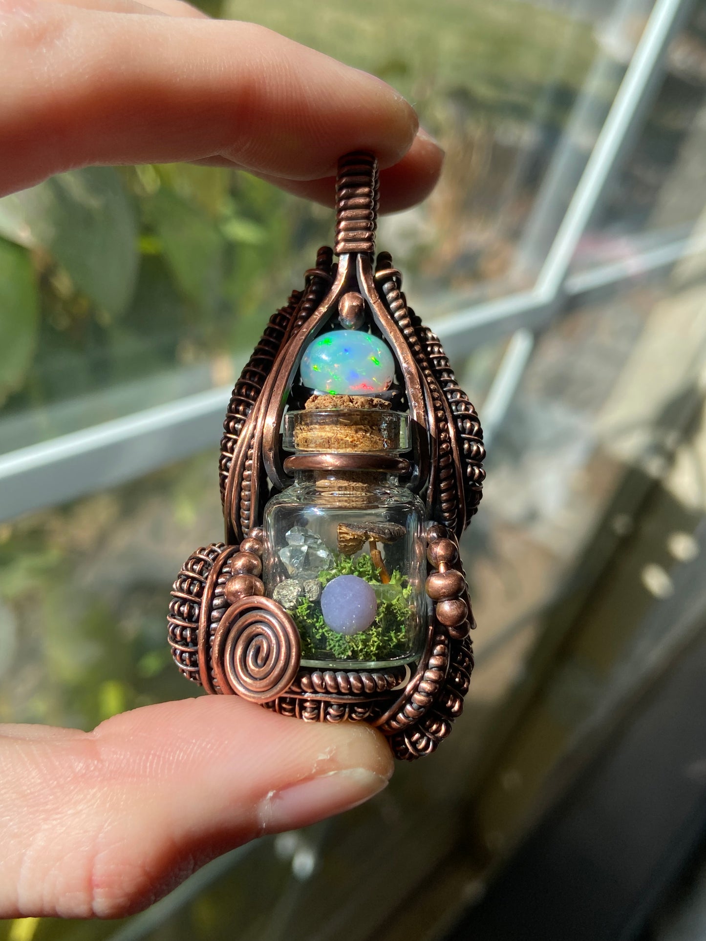 Mushroom terrarium amulet